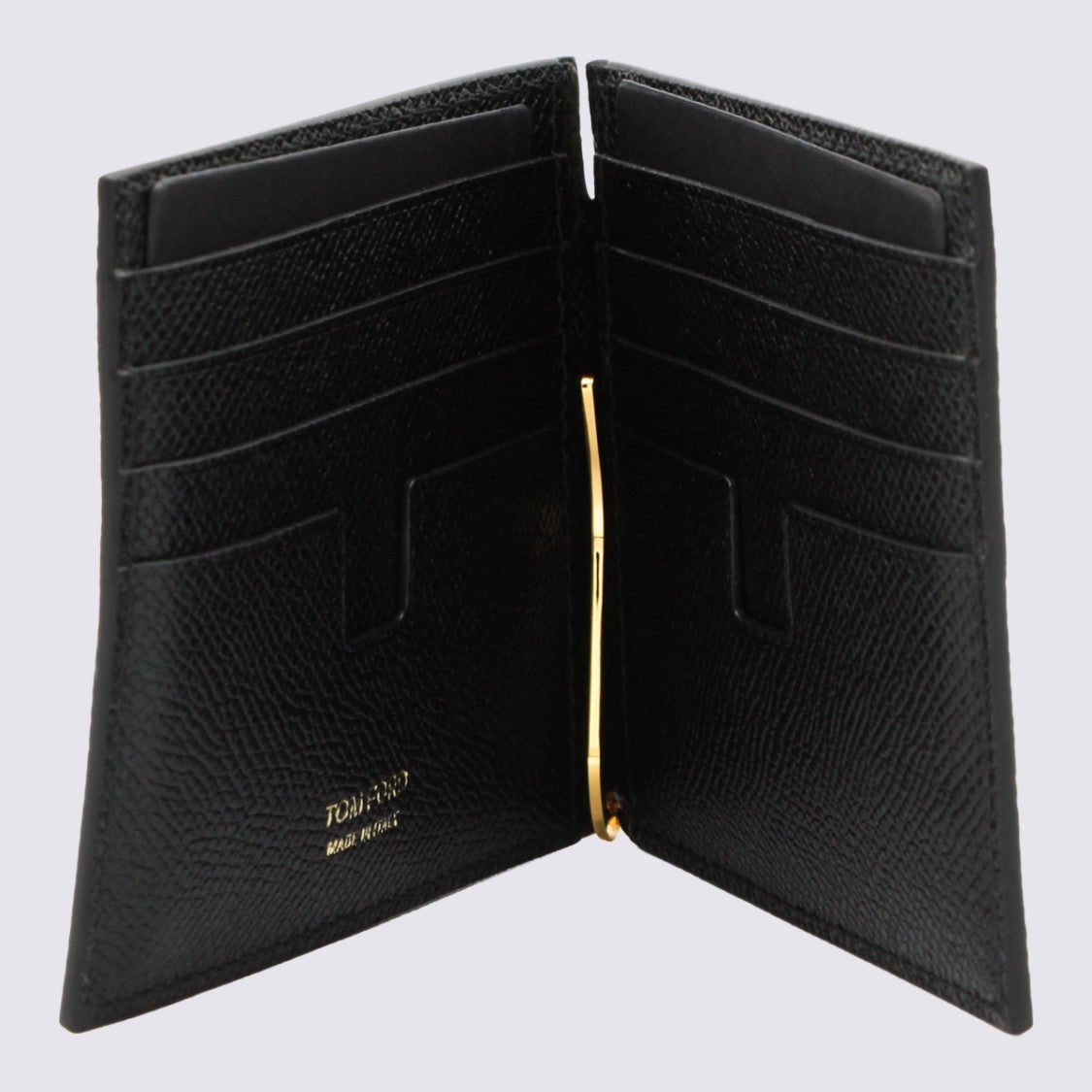 Tom Ford Textured Black Bi-Fold Wallet With Gold-Tone Accent