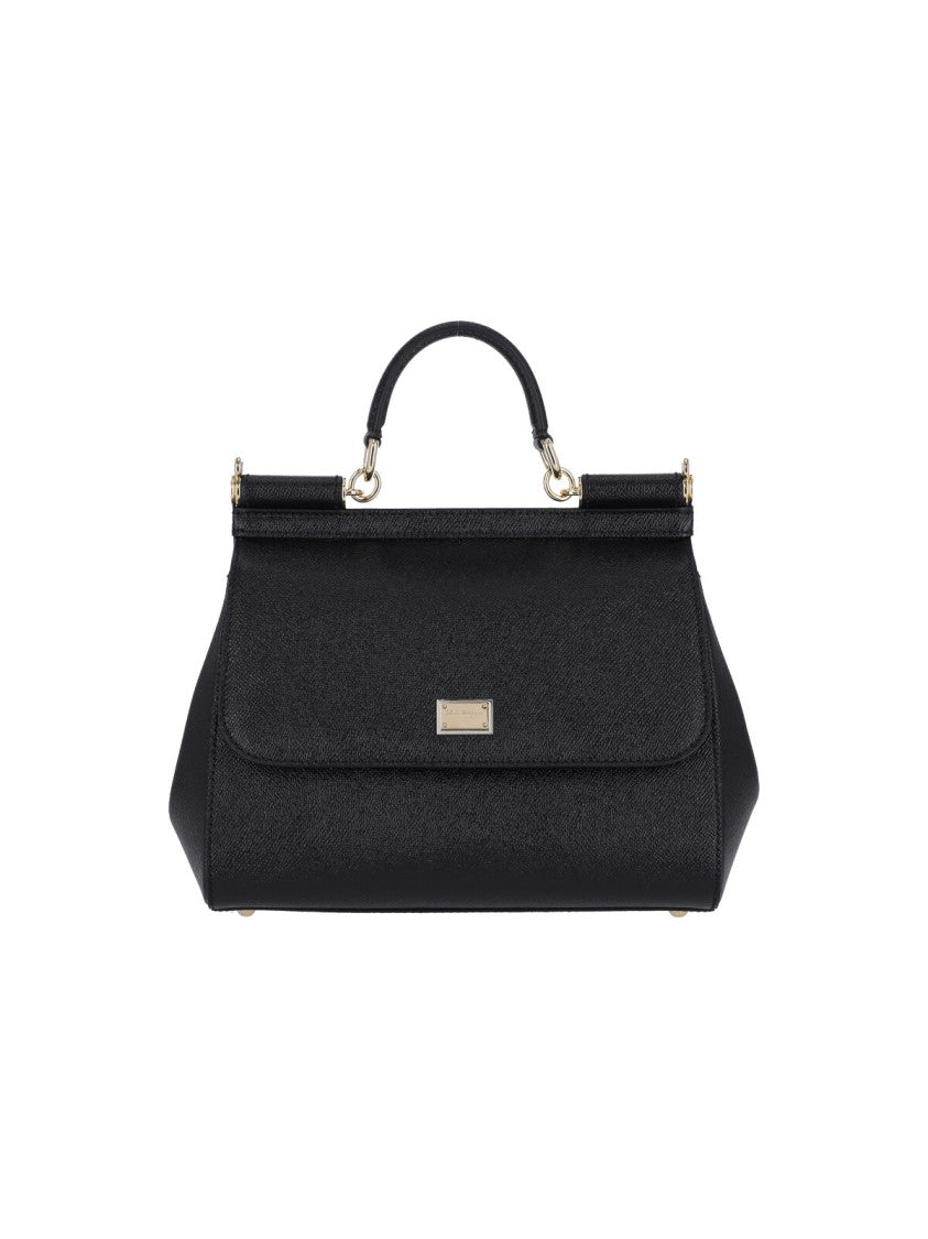 Dolce & Gabbana Black Calf Leather Sicily Tote Bag