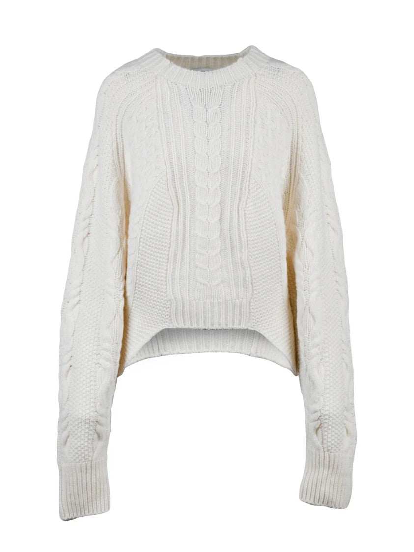 Dondup Asymmetric Knit Wool Sweater With Unique Cable Detailing