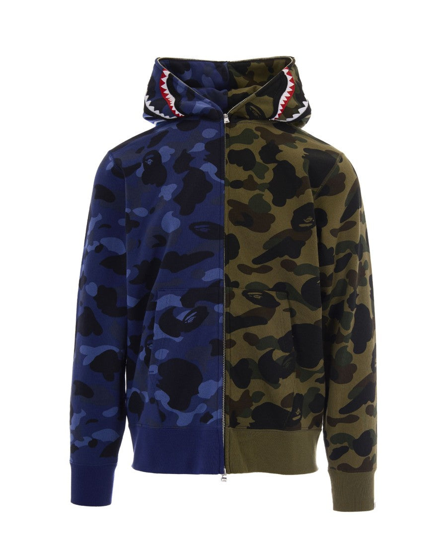 A Bathing Ape Split Camo Graphic Zip-Up Hoodie