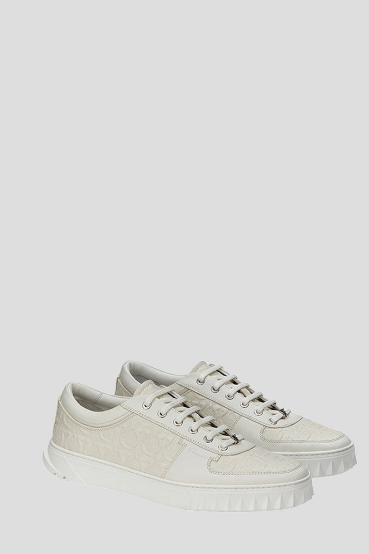 Salvatore Ferragamo Shark-Tooth Detailed Leather Sneakers