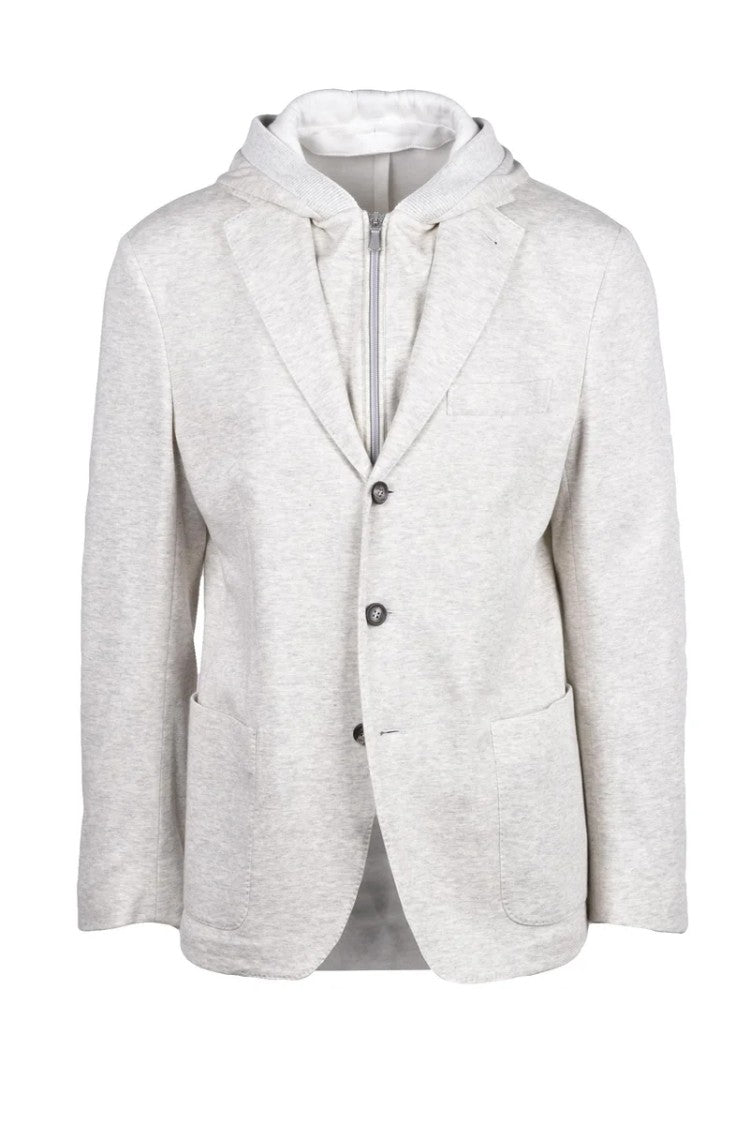 Eleventy Sweatshirt Jacket Buttons - Light Grey