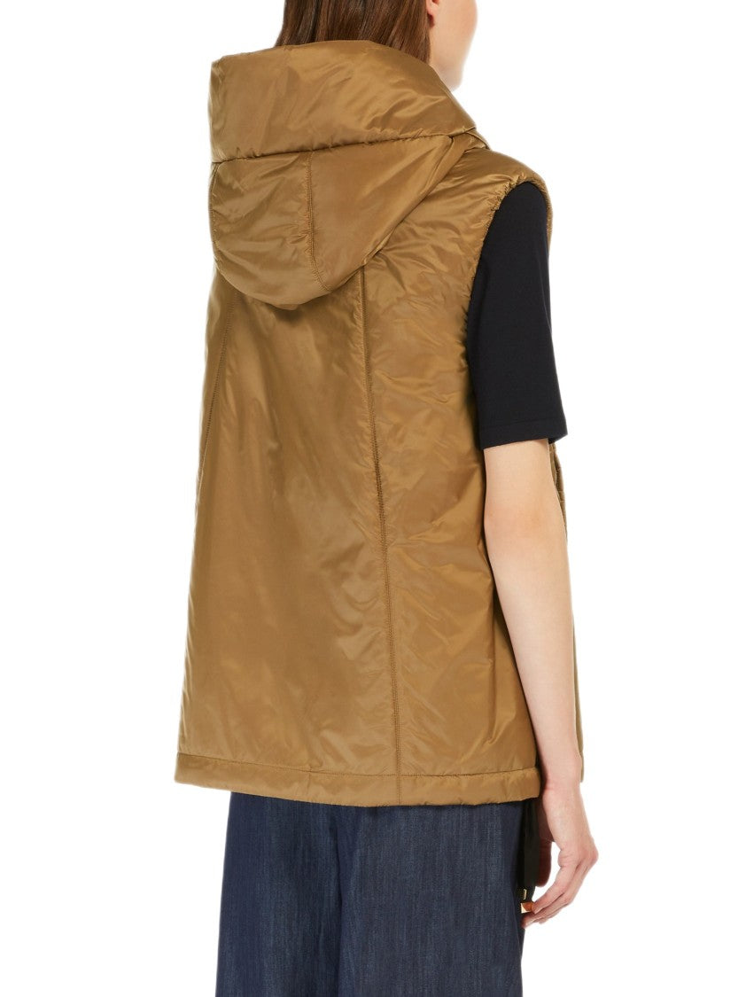 Max Mara Short Hooded Vest With Drawstring Hem
