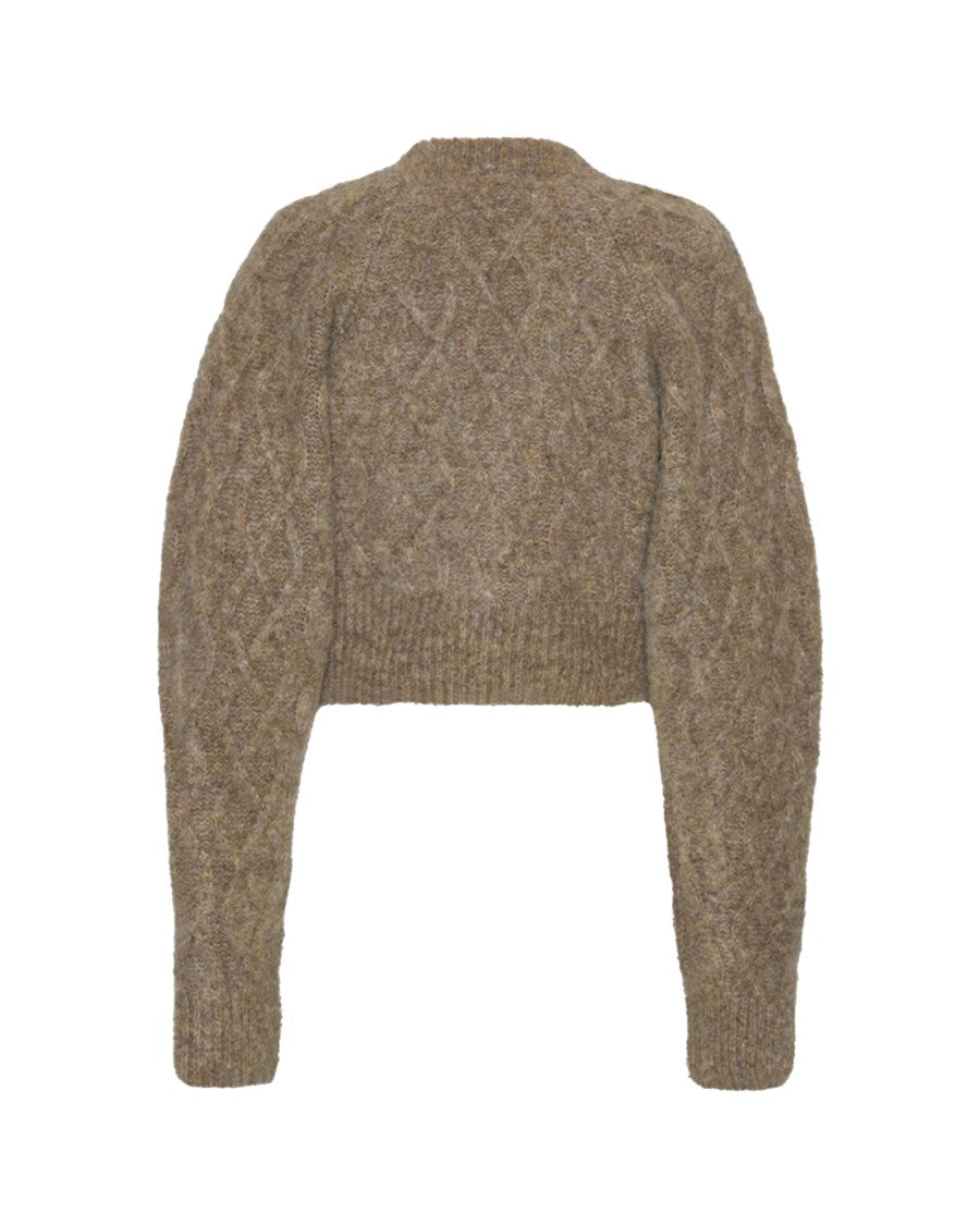 Rotate Cropped Cardigan With Textured Cable Knit