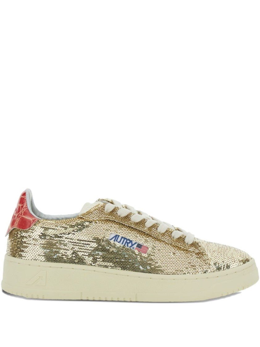 Autry Dallas Low 'Sparkling' Sneakers In Platinum Sequins