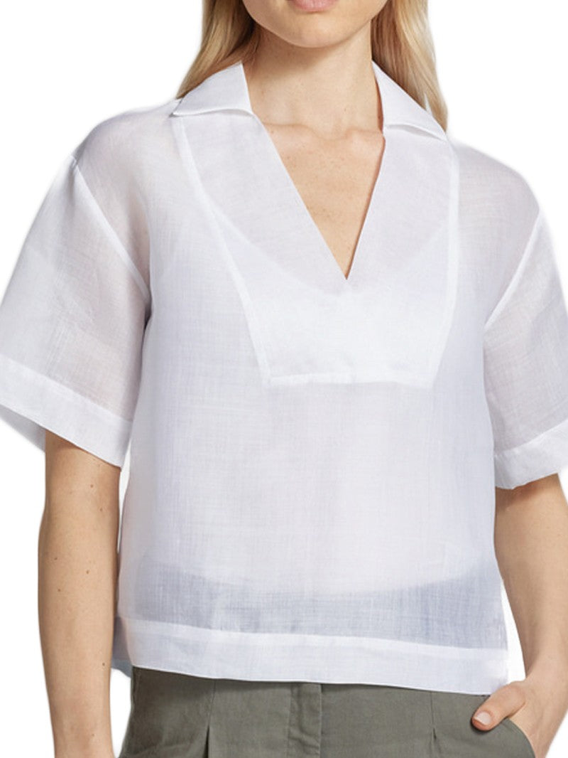 Max Mara Lightweight White Blouse With Deep V-Neckline