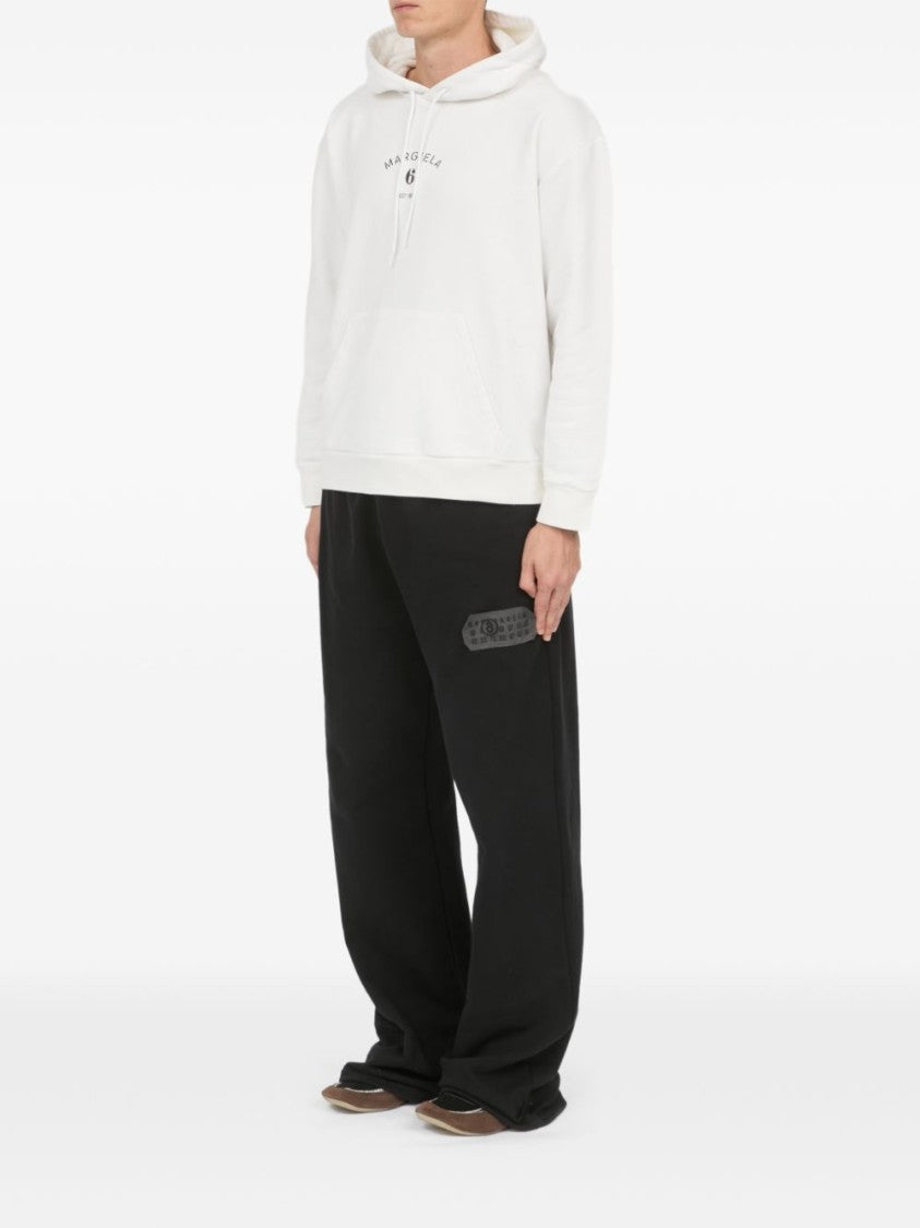 Mm6 By Maison Margiela White Cotton Front Pouch Hoodie