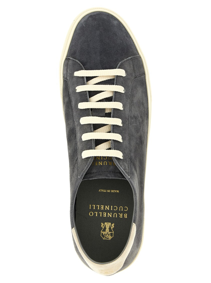 Brunello Cucinelli Soft Suede Sneakers With Embossed Logo