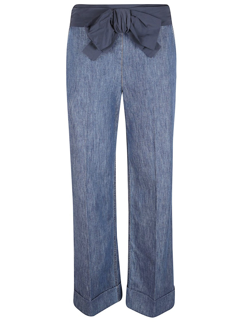 Valentino Garavani High-Waisted Denim Jeans With Decorative Bow
