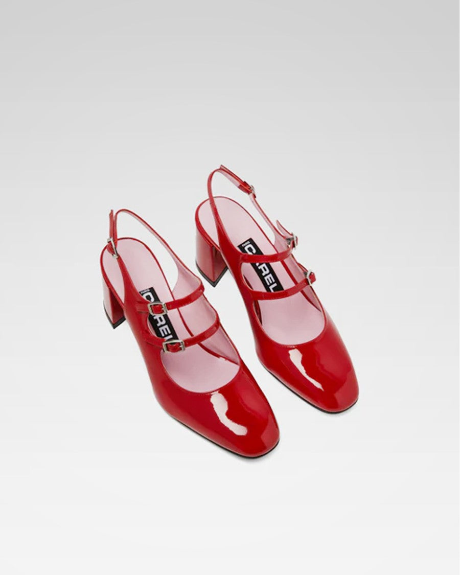 Carel Paris Red Patent Leather Banana Mary Janes