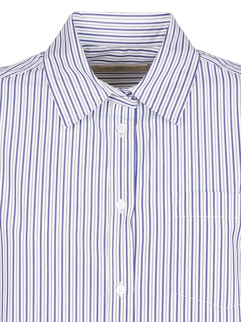 Max Mara Vertical Striped Button-Up Shirt With Embroidered Detail