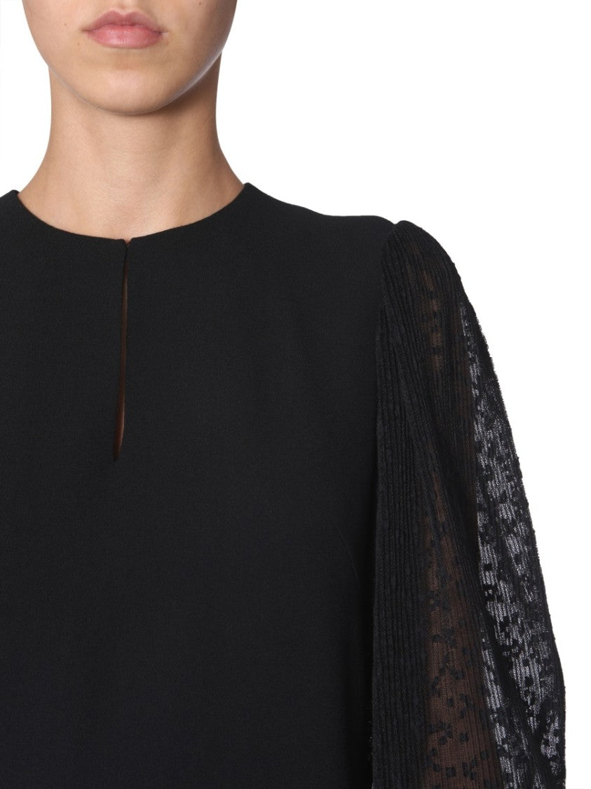 Givenchy Mini Dress With Pleated Sheer Sleeves