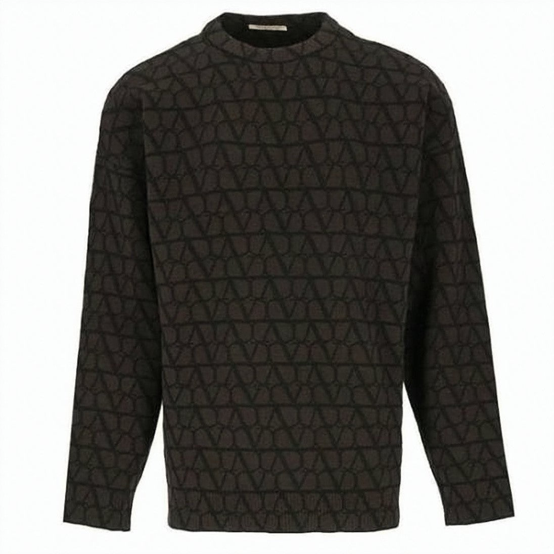 Valentino Garavani Geometric Pattern Wool Sweater With Relaxed Fit