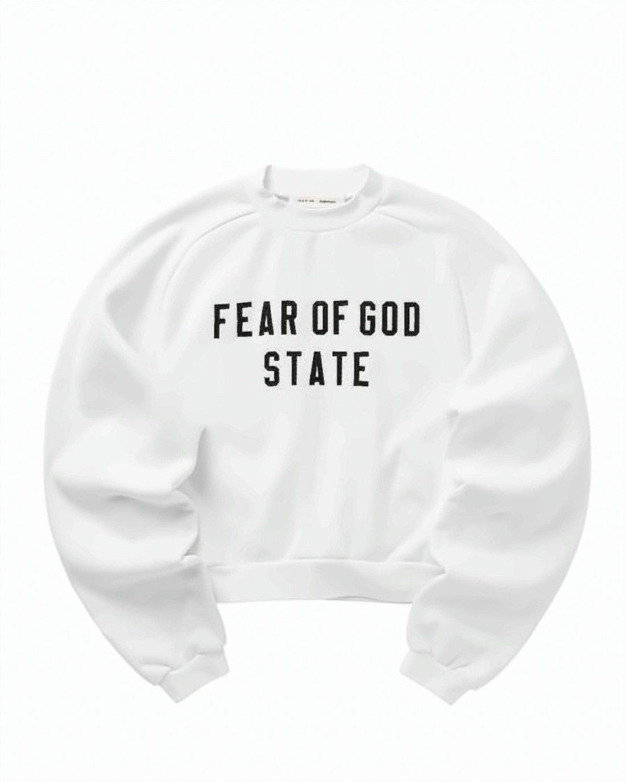 Fear Of God Cropped Fleece Hoodie With Bold Text