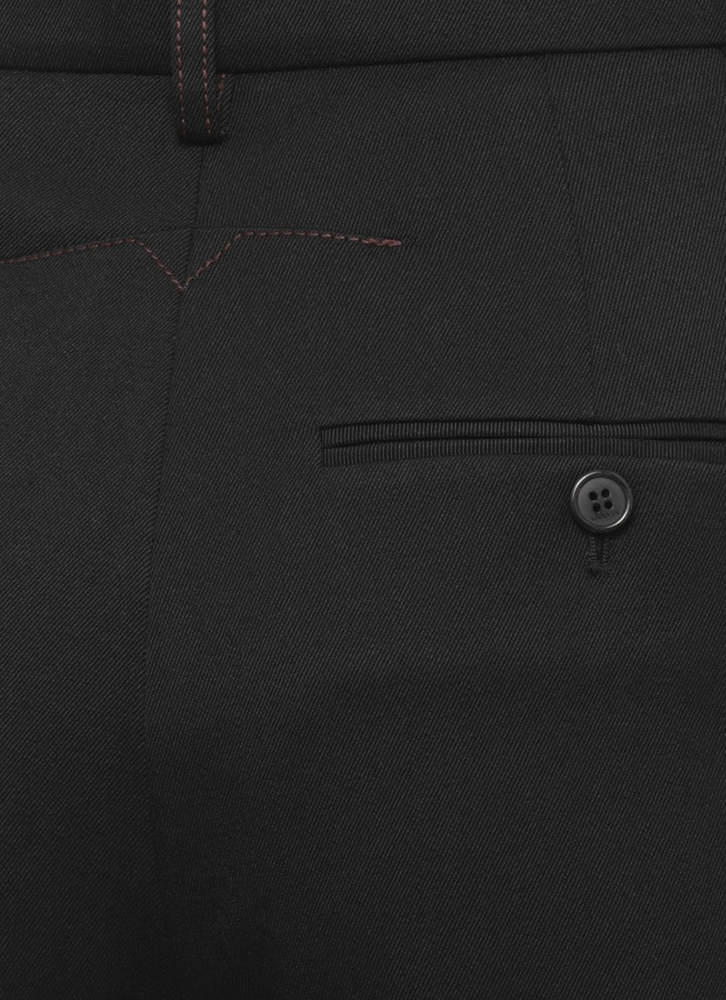 Lanvin Tailored Black Wool Trousers With Hidden Closure