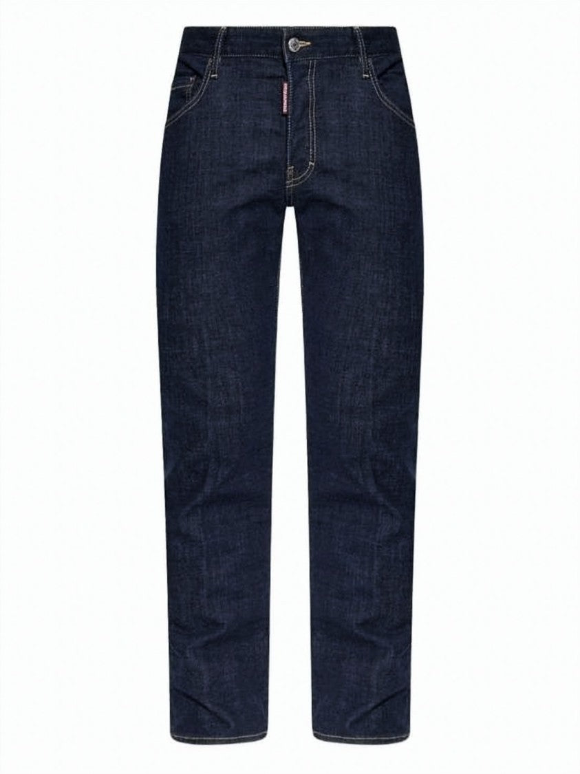 Dsquared2 Dark Indigo Straight-Leg Denim Pants With Five-Pocket Styling