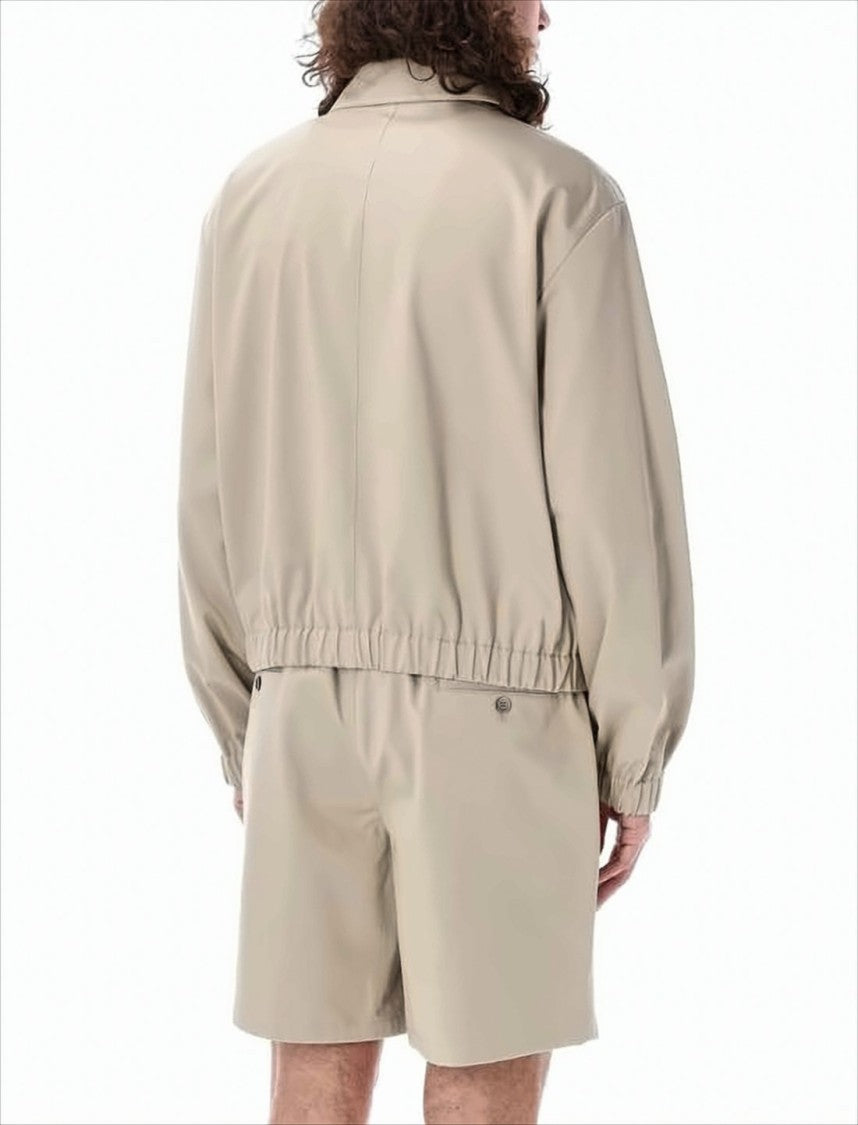 Ami Beige Zipper Jacket With Subtle Logo