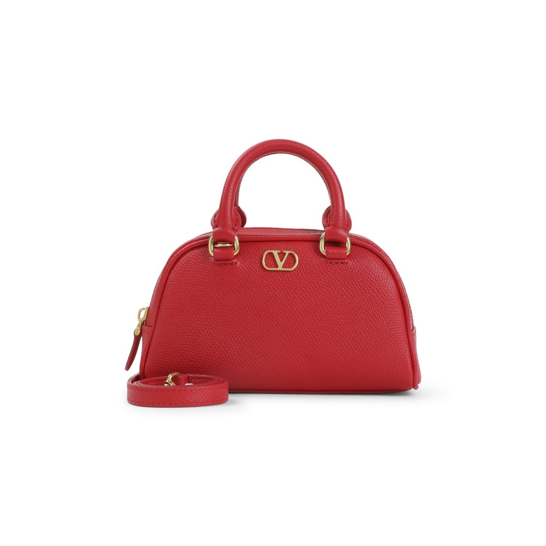 Valentino Garavani Compact Textured Leather Shoulder Bag With Gold Hardware
