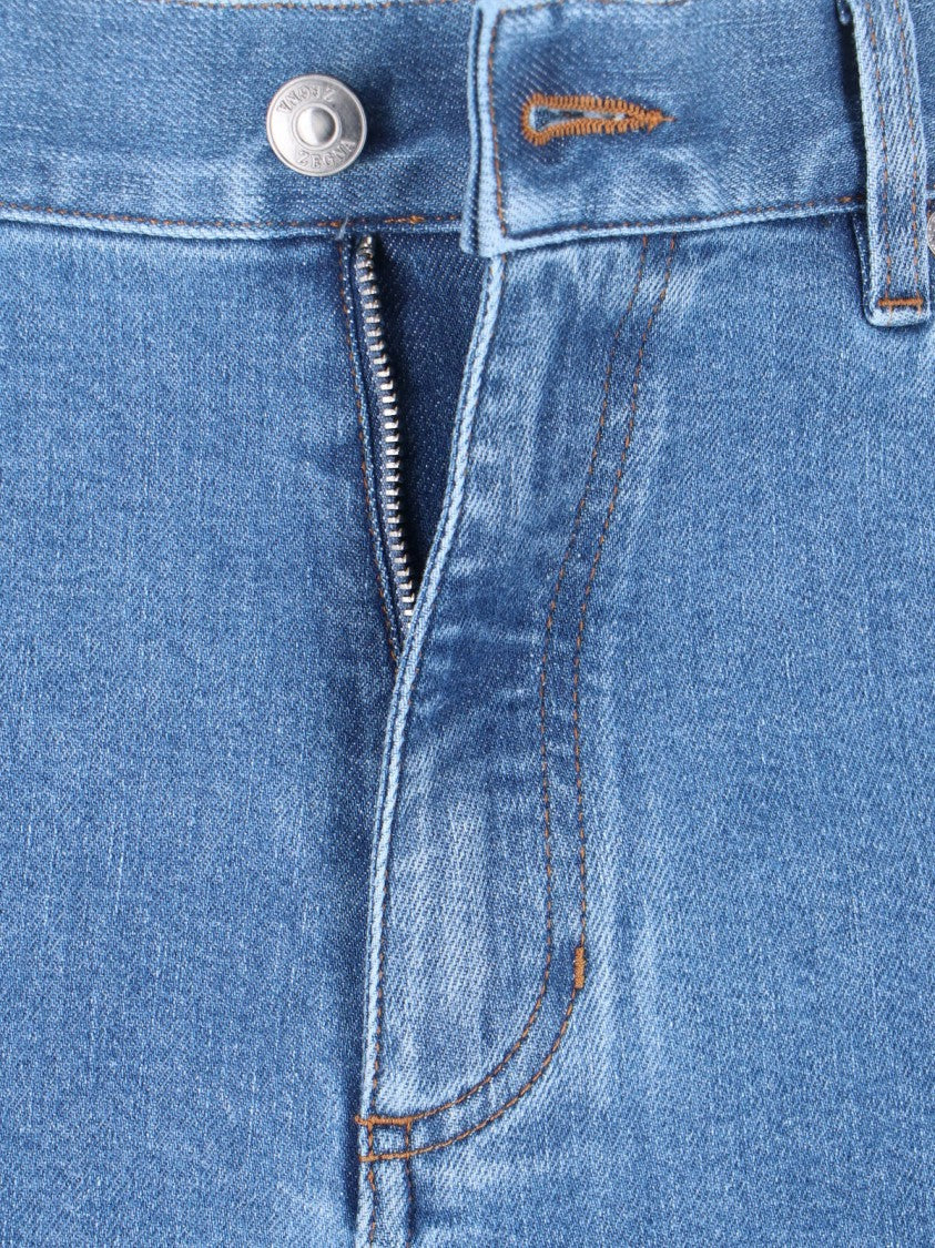 Zegna Blue High-Waist Cotton Denim Straight Jeans