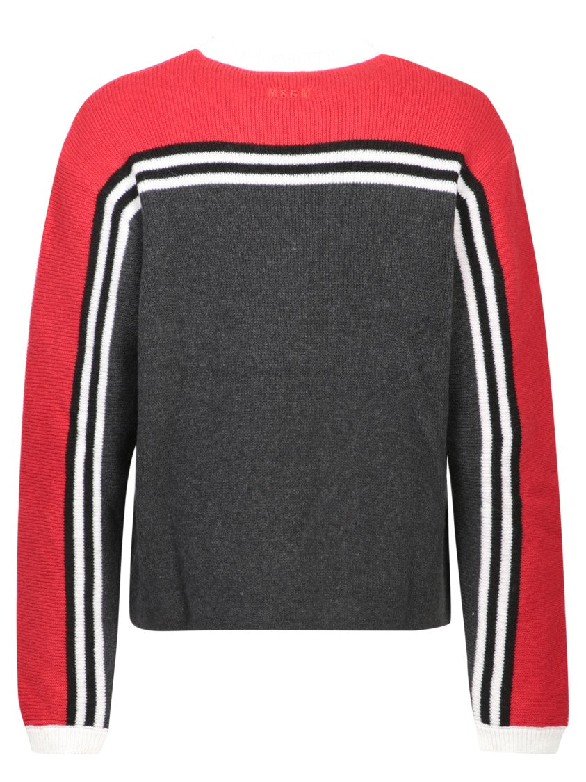 Msgm Sporty Knit Sweater With Striped Detailing And Comfort