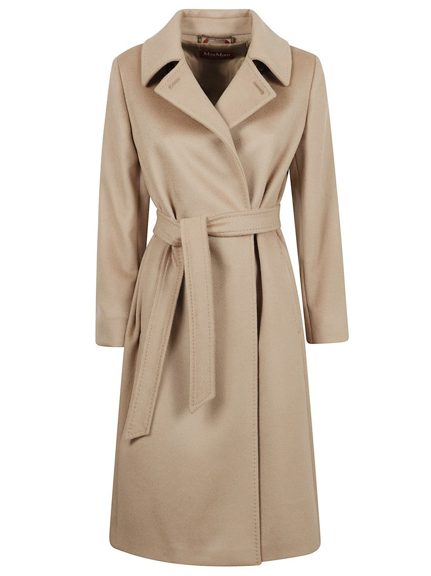 Max Mara Classic Brown Tailored Coat With Belted Waist