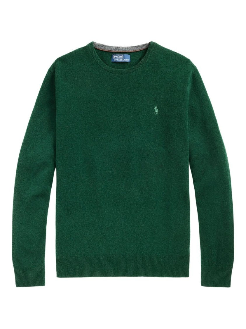 Polo Ralph Lauren Crew Neck Green Sweater With Embroidered Logo