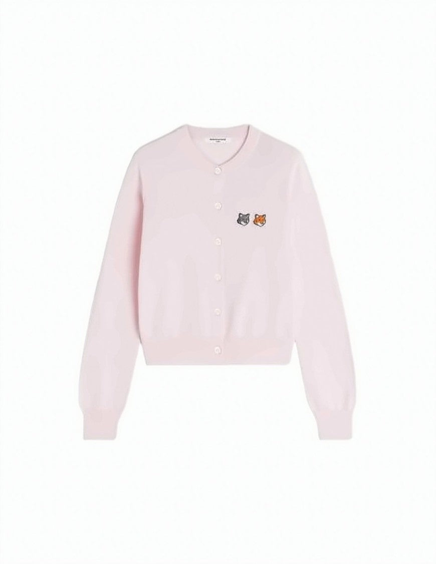 Maison Kitsuné Black Cropped Embroidered Fox Head Cardigan