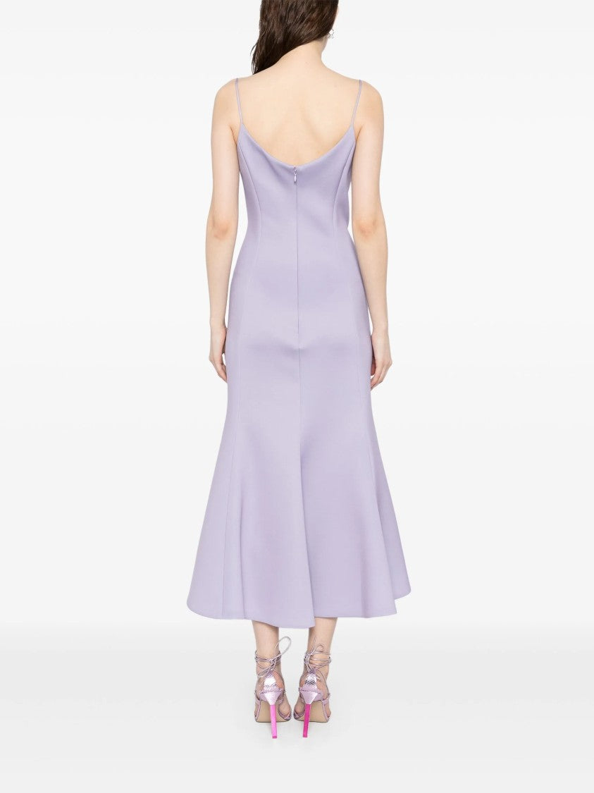 Saiid Kobeisy Mermaid Silhouette Lavender Midi Dress With Spaghetti Straps