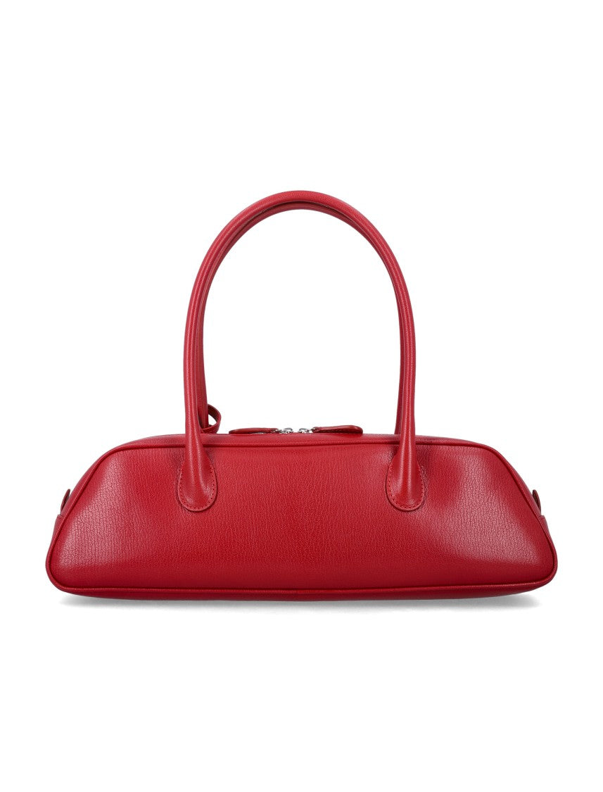 Magda Butrym Red Brigitte Trapeze Floral Charm Soft Leather Shoulder Bag