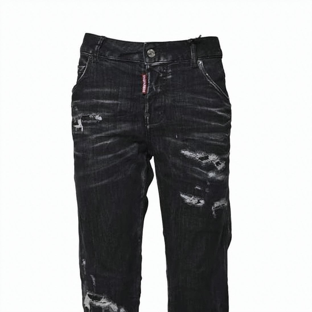 Dsquared2 Distressed Black Slim-Fit Denim Pants