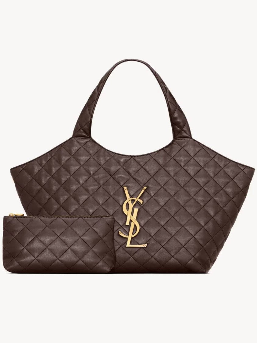 Saint Laurent Icare M Trapezoidal Quilted Tote Bag