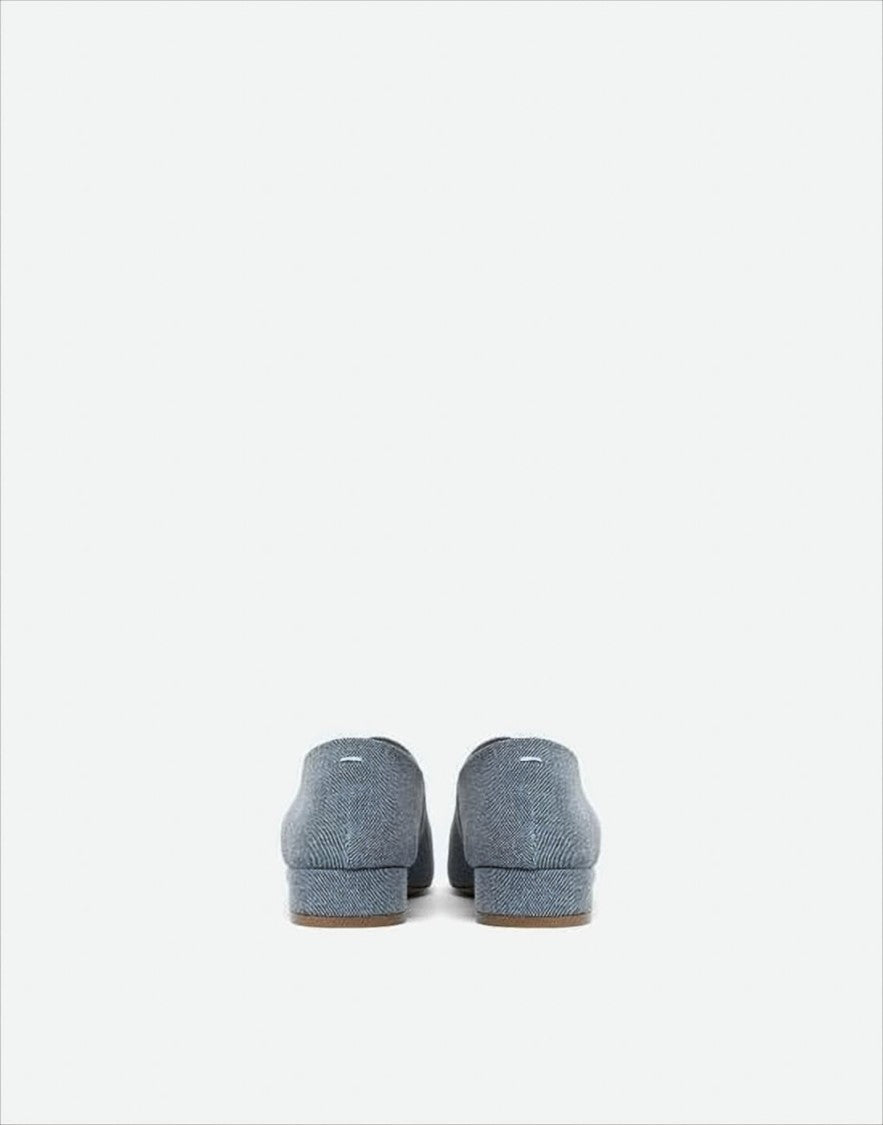 Maison Margiela Pointed Toe Cotton Loafers With Block Heel