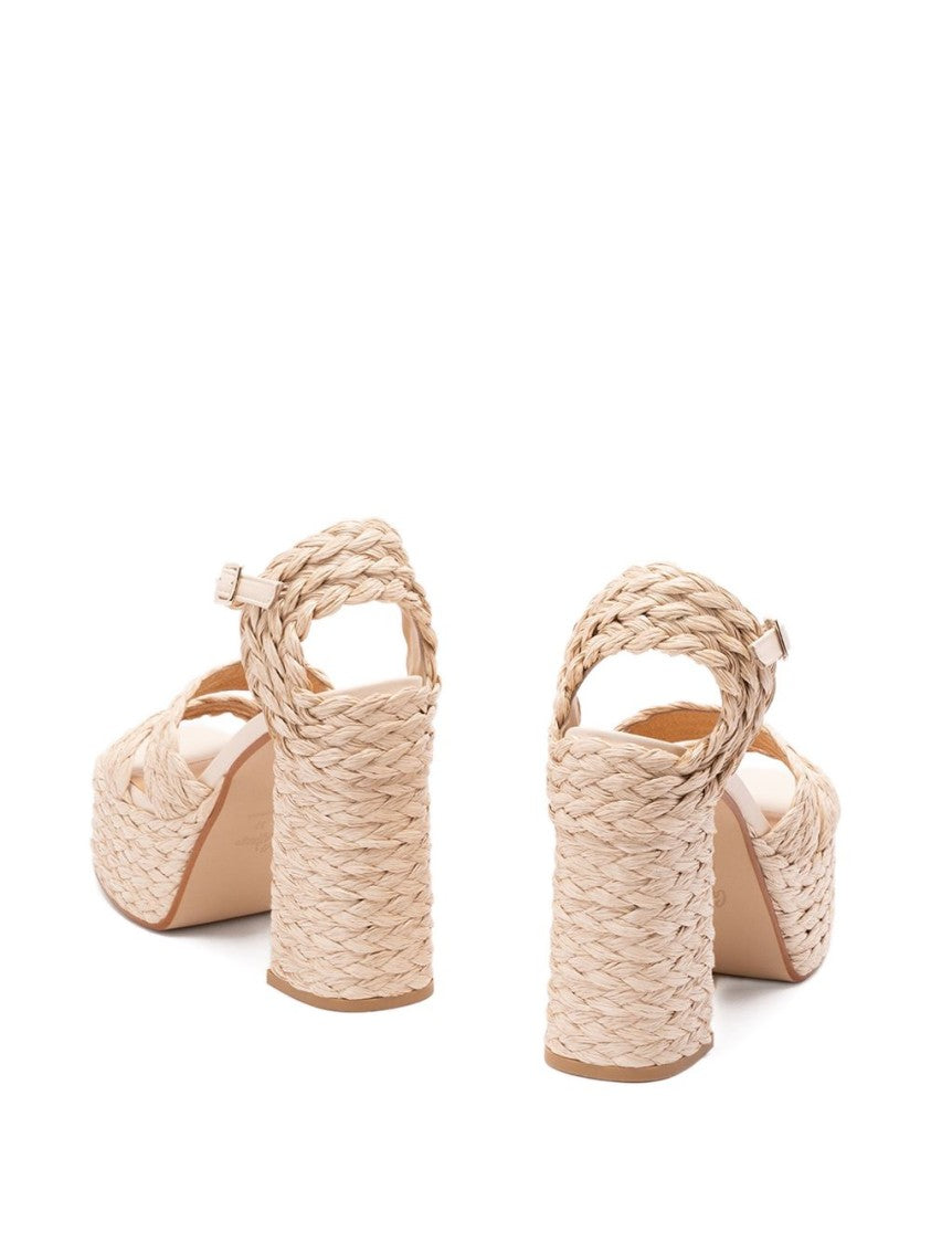 Castaner Woven Raffia Platform Sandals With Heel