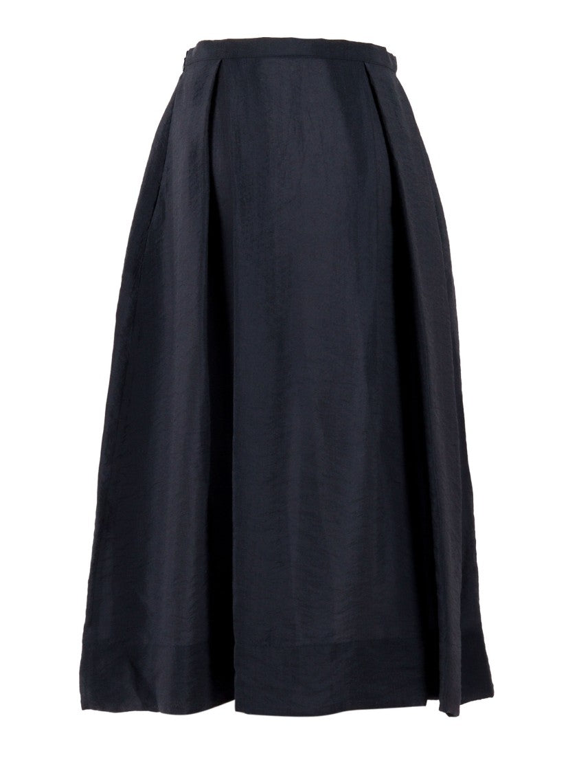 Emporio Armani Black Flared Soft Pleated Skirt