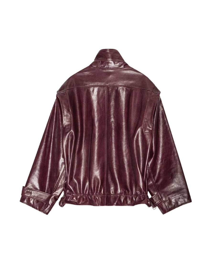 Remain Oversized Leather Jacket – Bordeaux