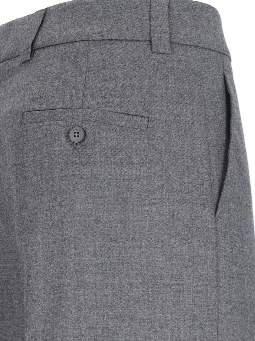 Incotex Wide-Leg Neera Trousers In Gray Virgin Wool