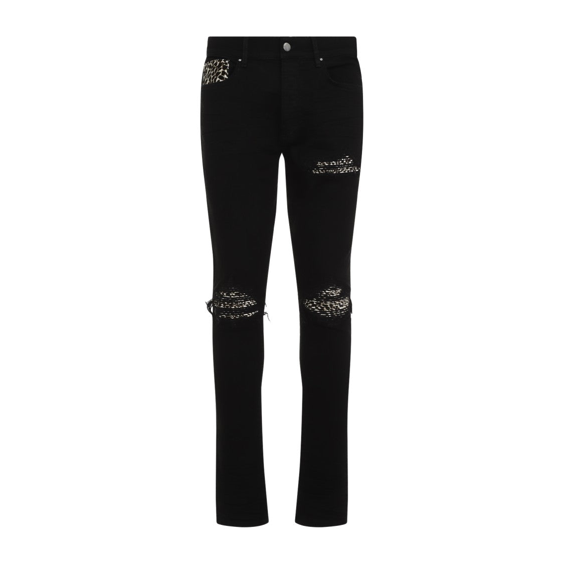 Amiri Distressed Black Jeans With Cotton Blend