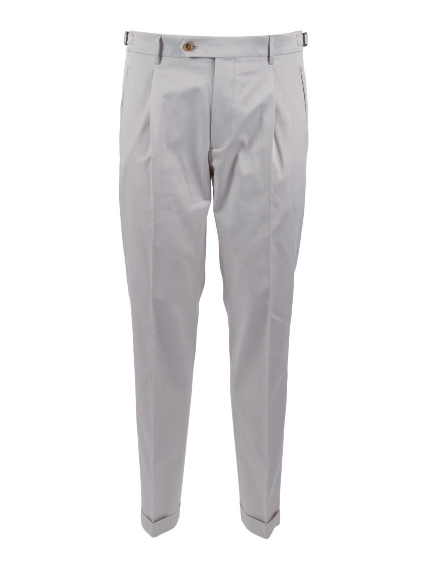 Berwich Grey Tailored Front Pleat Straight-Leg Pants
