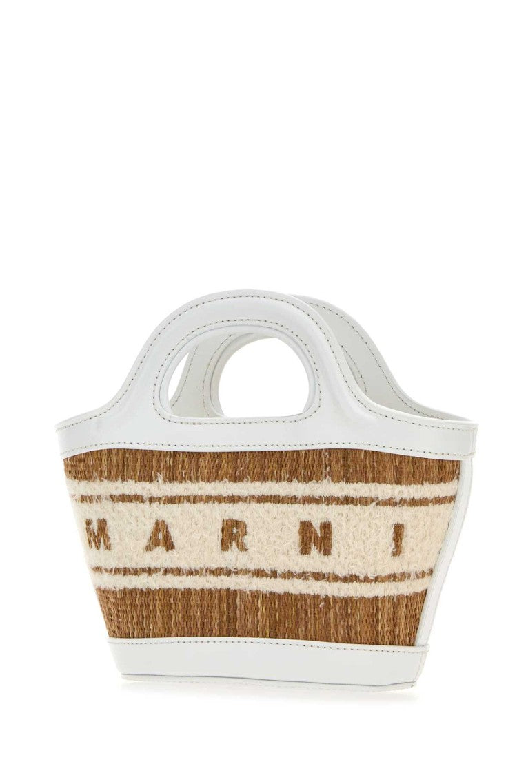 Marni Two-Tone Raffia And Leather Micro Tropicalia Summer Handbag