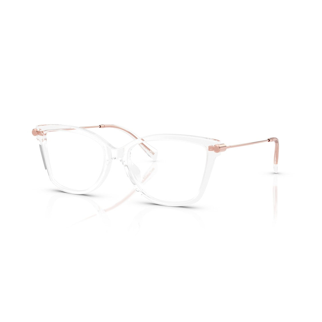 Michael Kors 0Mk4150u Transparent Acetate Cat-Eye Eyeglasses With Rose Gold Temples