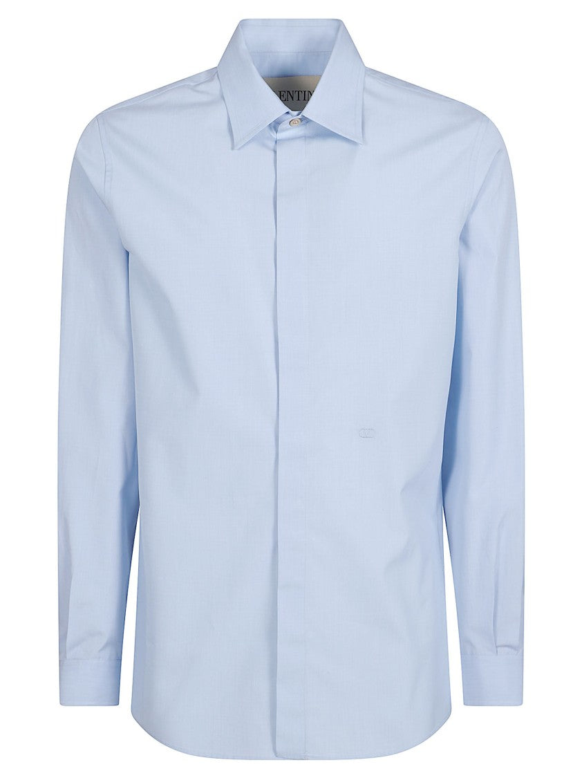 Valentino Garavani Long-Sleeve Shirt With Concealed Button Placket And Embroidered Detailing