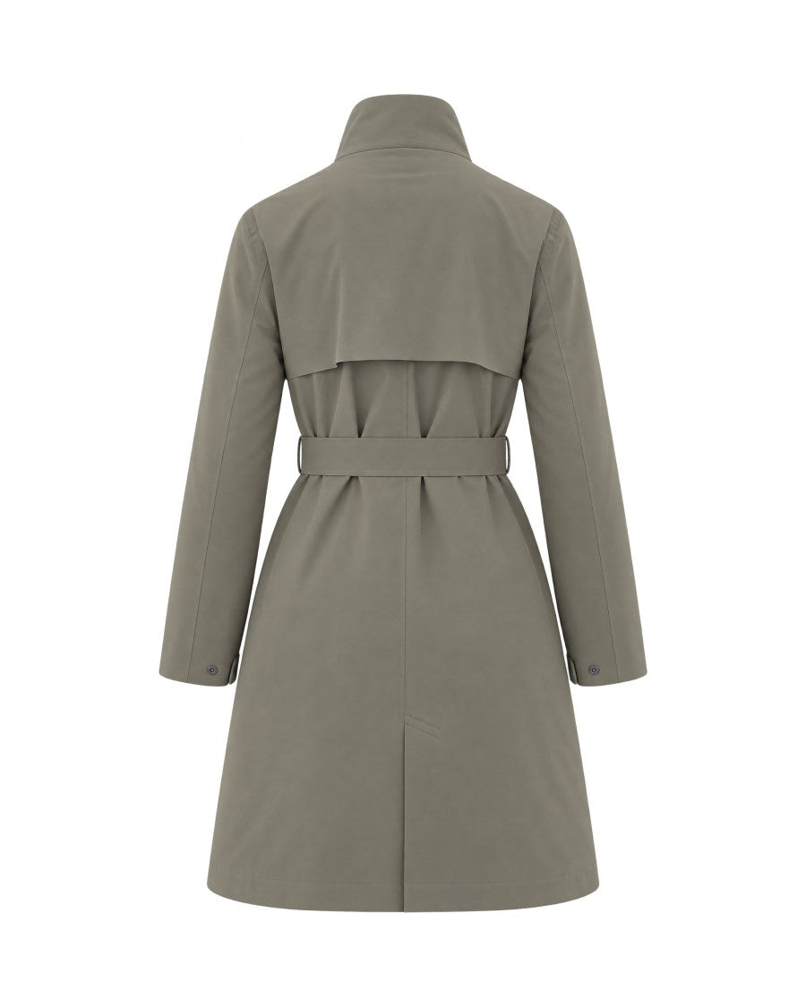 K-Way Long Tailored Jacket With Quilted Inner Layer And Belted Waist