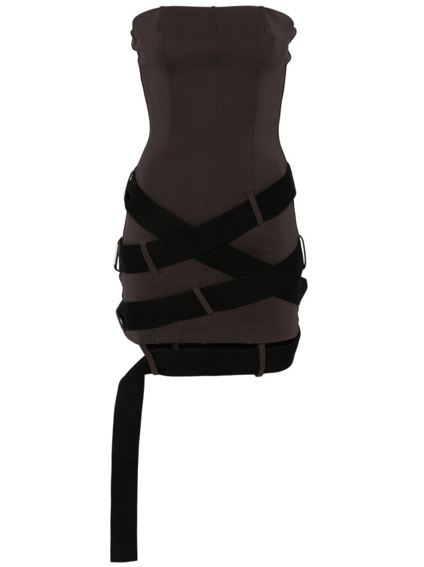 The Attico Strapless Brown Dress With Fitted Silhouette