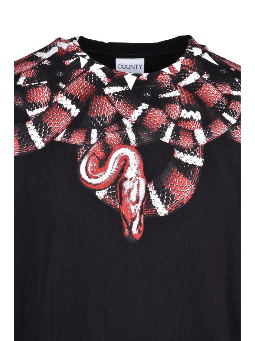 County Of Milan Black/Red Cotton Crewneck Sweatshirt