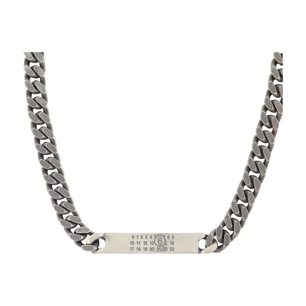 Mm6 By Maison Margiela Minimal Logo Id Tag Necklace - Metal - Silver