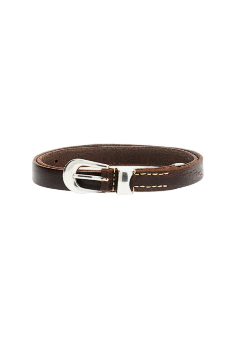 Our Legacy Brown Leather Handmade Metal Belt