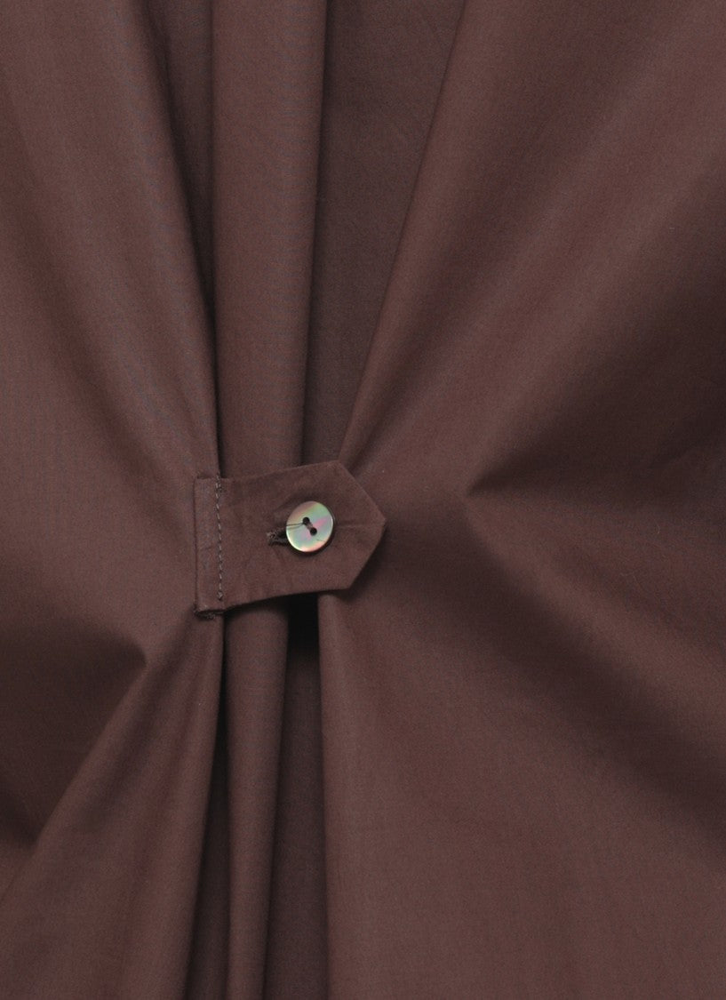 Panicale Brown Cotton Silk Sheer Sleeve Shirt