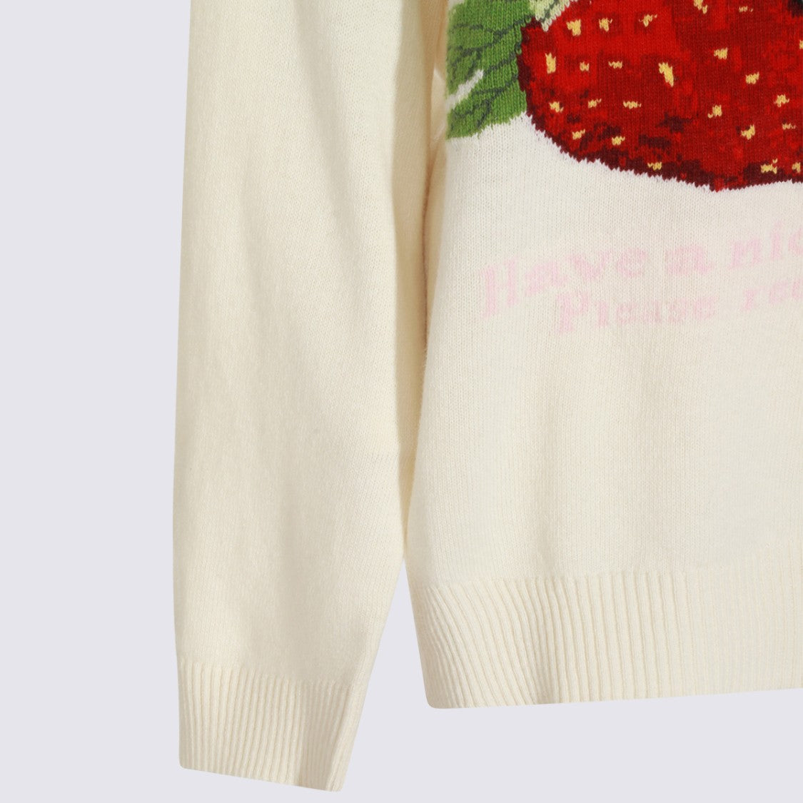 Ganni Playful Graphic Knit Sweater With Crew Neckline