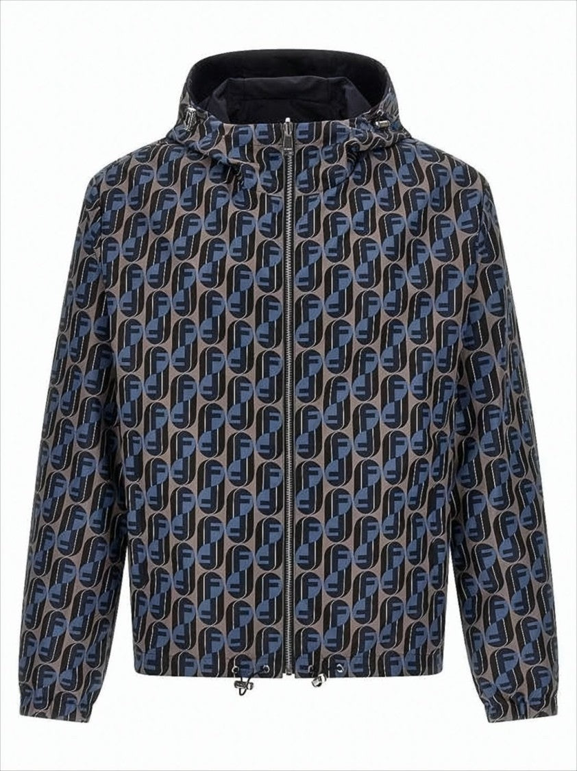 Fendi Reversible Hooded Jacket With Geometric Motif
