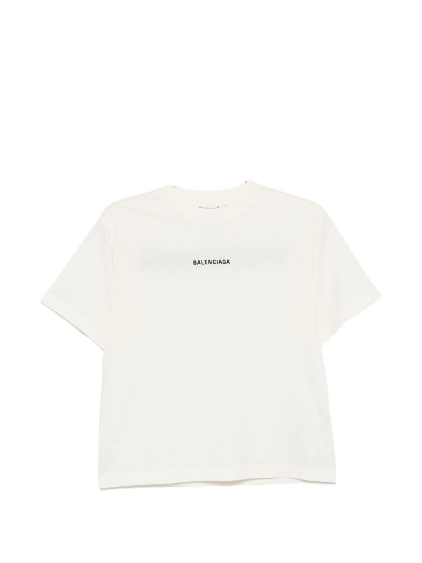 Balenciaga White Medium Fit Boxy Logo T-Shirt